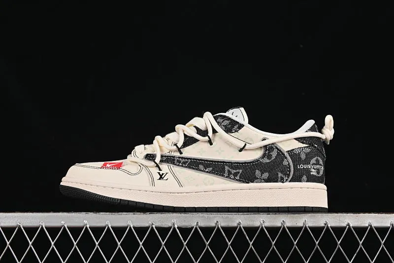 All categories Air Jordan Jordan series basketball shoes Air Jordan 1 Low High-end customized low-top sneakers Travis Scott x Fragment Design x Air Jordan 1 Low OG SP AJ1 Joe 1 LV joint black canvas drawstring low-top cultural casual sneakers YX5066-388
